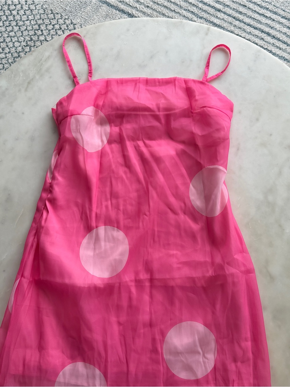 SHEIN Pink Polka Dot Sheer Maxi Slip Dress - Picture 4 of 5